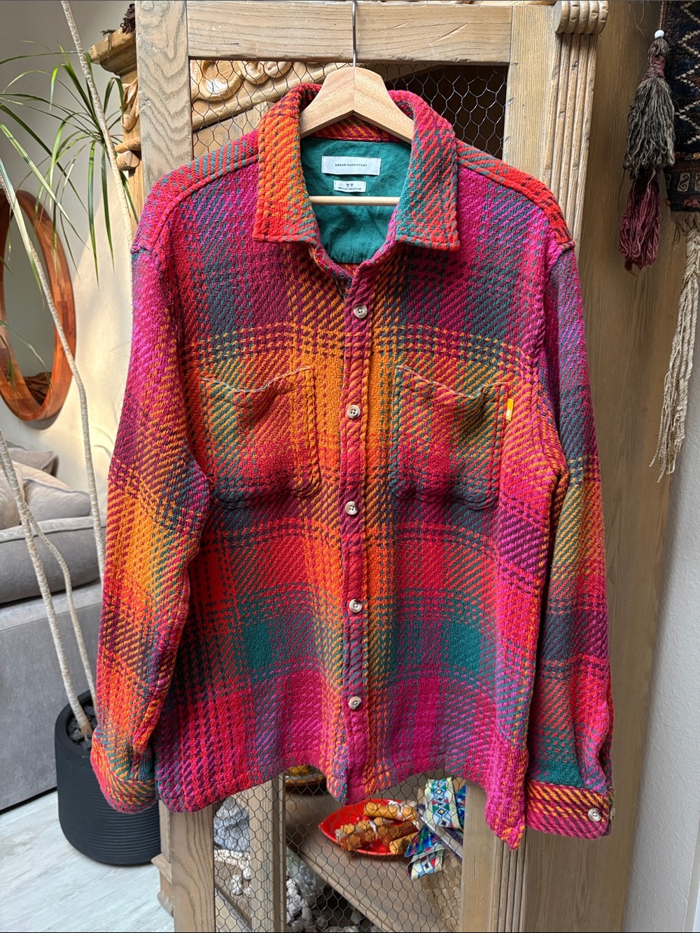 Urban Outfitters Colorful Plaid Flannel Shirt Jacket